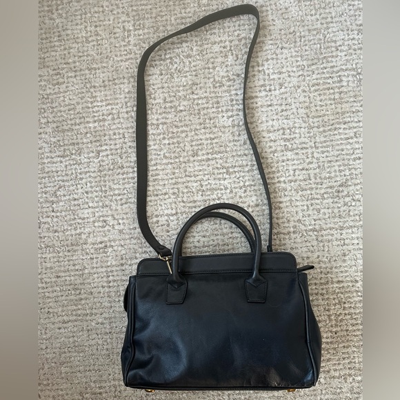 Vintage Etienne Aigner Navy Leather Convertible Satchel Handbag - Picture 2 of 5